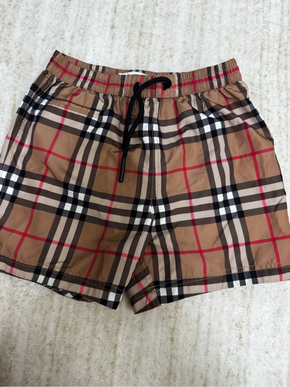 Burberry Tan Plaid Elastic Waist Kids Shorts
